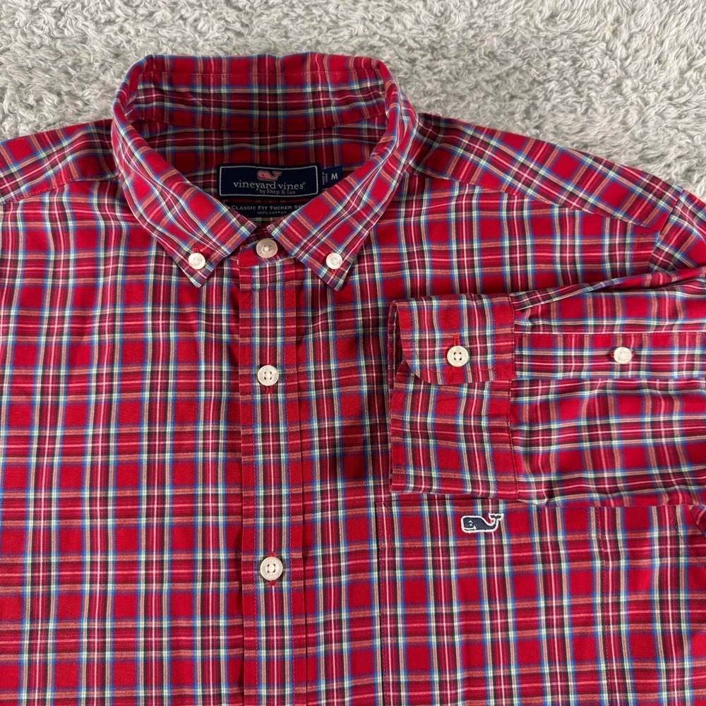 Vineyard Vines Mens Classic Fit Tucker Shirt Red Plaid Button Down Medium